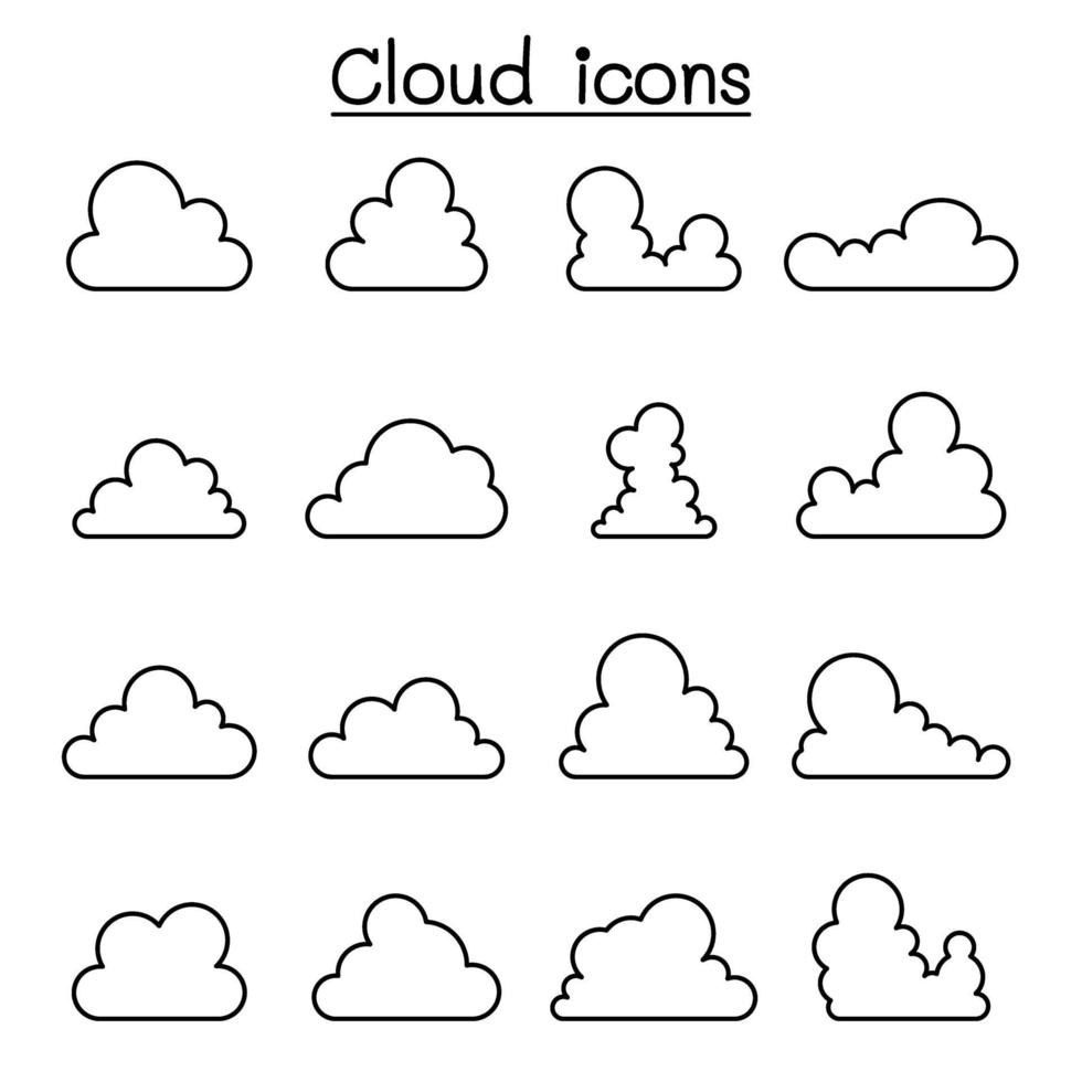 Wolkensymbol im dünnen Linienstil vektor