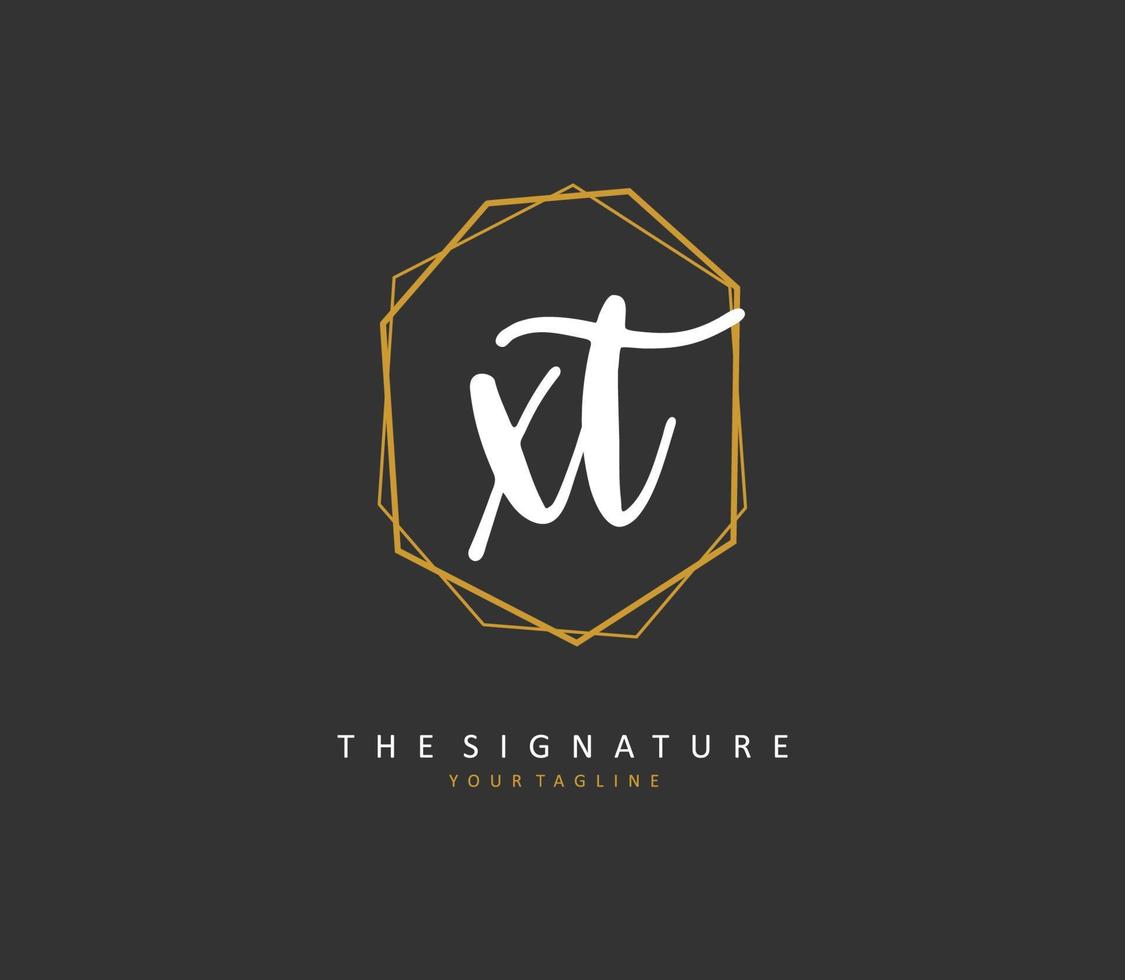 x t xt Initiale Brief Handschrift und Unterschrift Logo. ein Konzept Handschrift Initiale Logo mit Vorlage Element. vektor