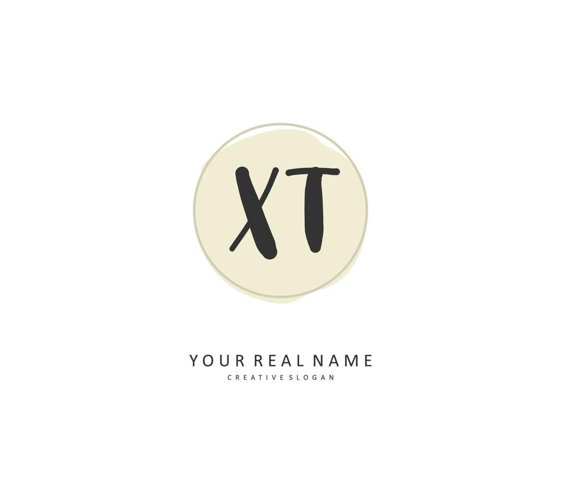 x t xt första brev handstil och signatur logotyp. en begrepp handstil första logotyp med mall element. vektor