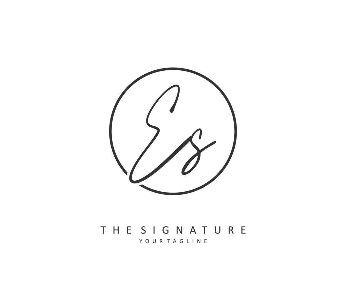 e s es första brev handstil och signatur logotyp. en begrepp handstil första logotyp med mall element. vektor