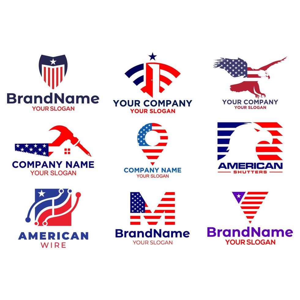 amerikan flagga stil logotyp design vektor