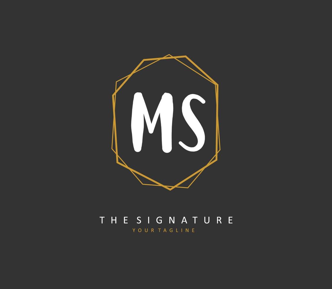 m s Frau Initiale Brief Handschrift und Unterschrift Logo. ein Konzept Handschrift Initiale Logo mit Vorlage Element. vektor