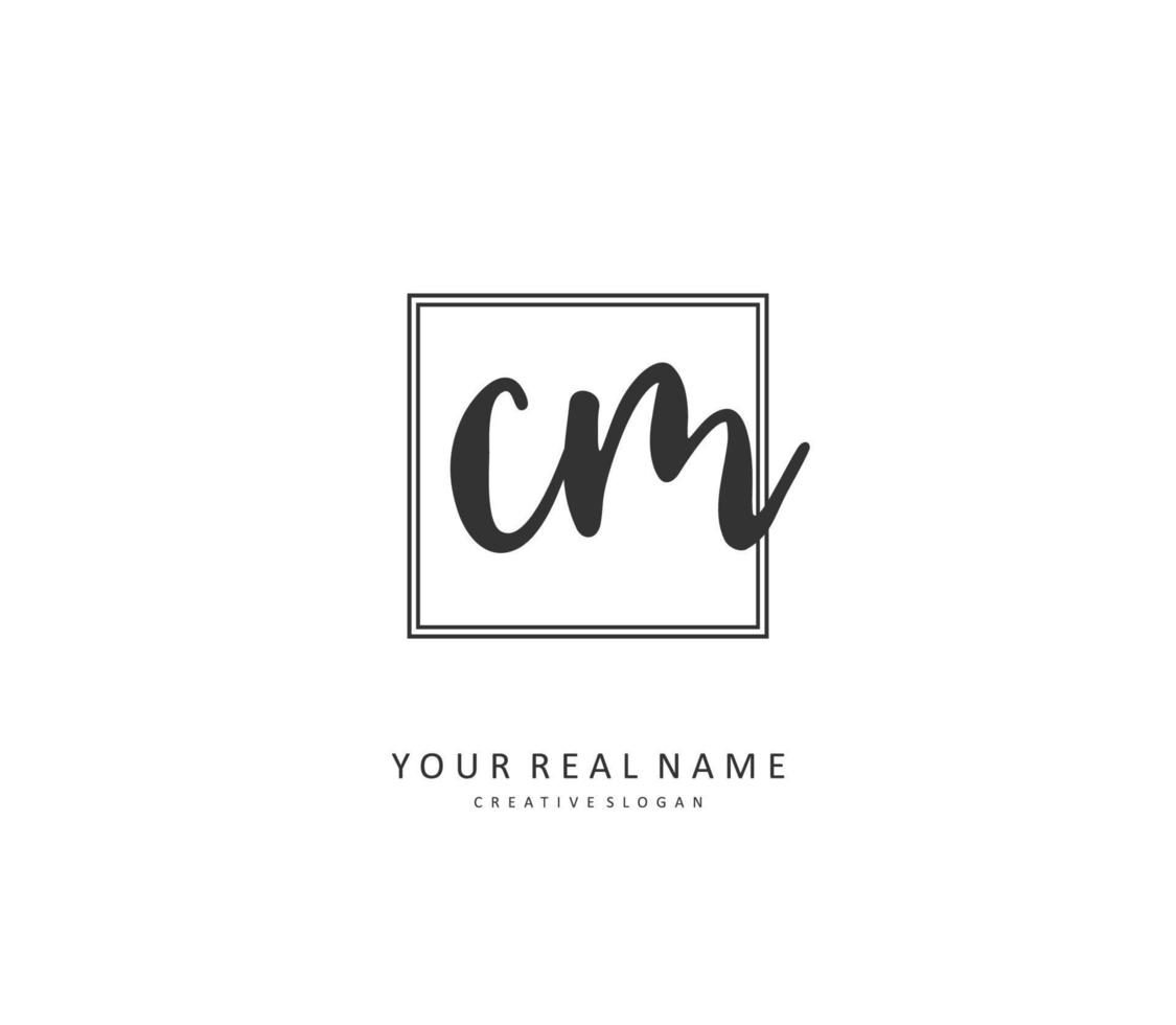 c m cm Initiale Brief Handschrift und Unterschrift Logo. ein Konzept Handschrift Initiale Logo mit Vorlage Element. vektor