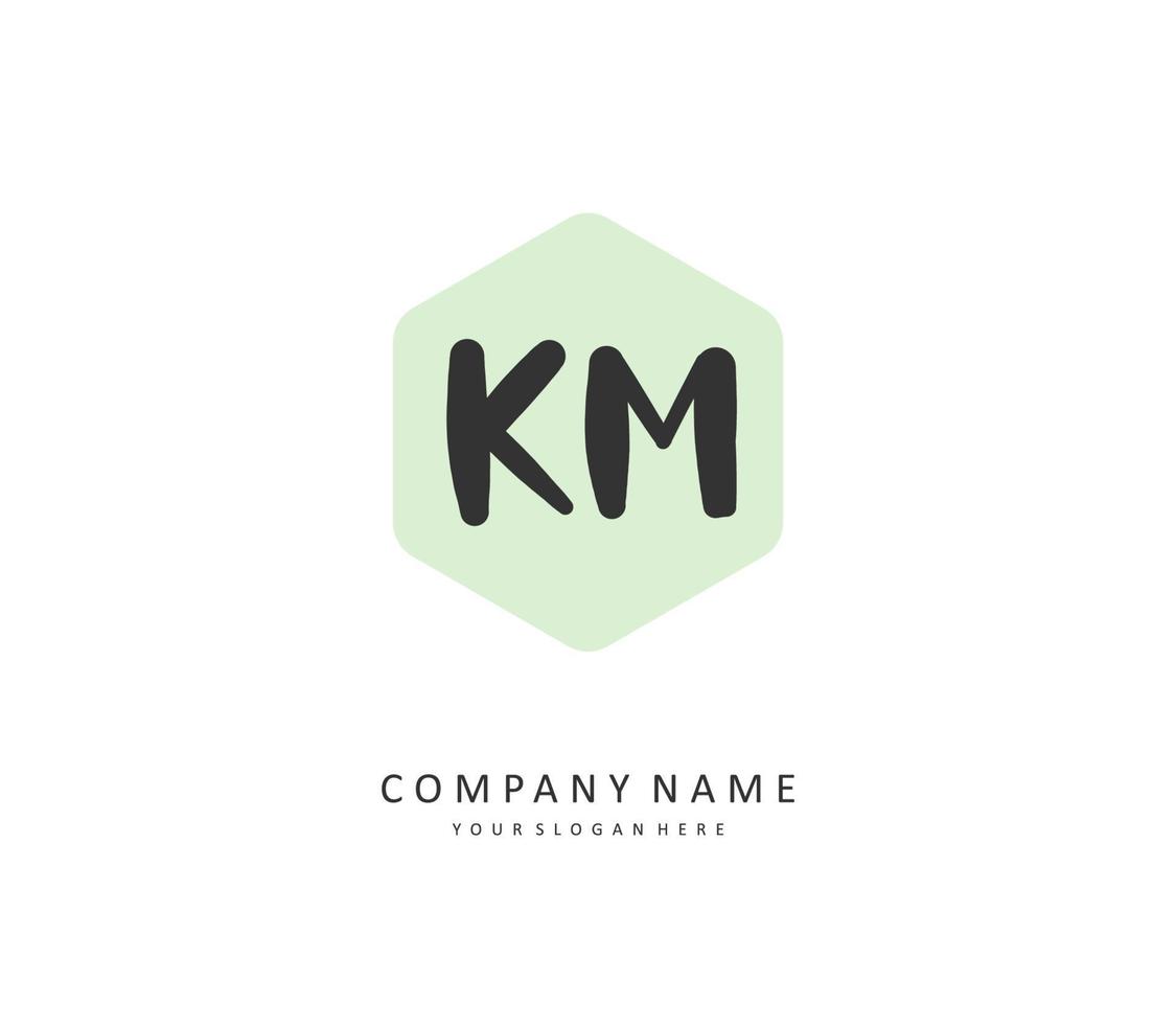 k m km Initiale Brief Handschrift und Unterschrift Logo. ein Konzept Handschrift Initiale Logo mit Vorlage Element. vektor