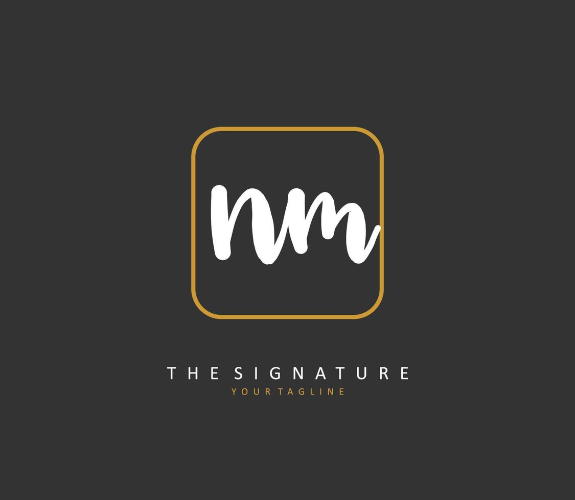 n m nm Initiale Brief Handschrift und Unterschrift Logo. ein Konzept Handschrift Initiale Logo mit Vorlage Element. vektor