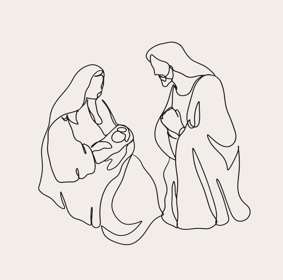minimalistisch Christian Linie Kunst, religiös Illustration, einfach skizzieren Jesus , biblisch Vertrauen Gliederung Zeichnung vektor