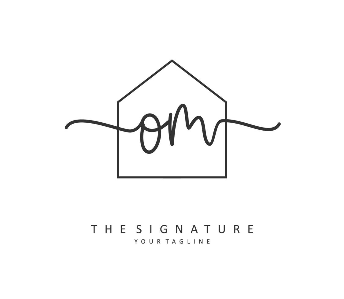 Ö m om Initiale Brief Handschrift und Unterschrift Logo. ein Konzept Handschrift Initiale Logo mit Vorlage Element. vektor