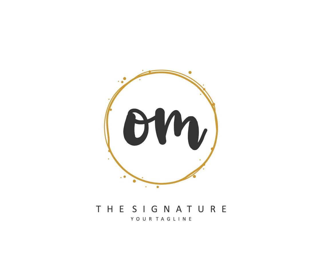 Ö m om Initiale Brief Handschrift und Unterschrift Logo. ein Konzept Handschrift Initiale Logo mit Vorlage Element. vektor