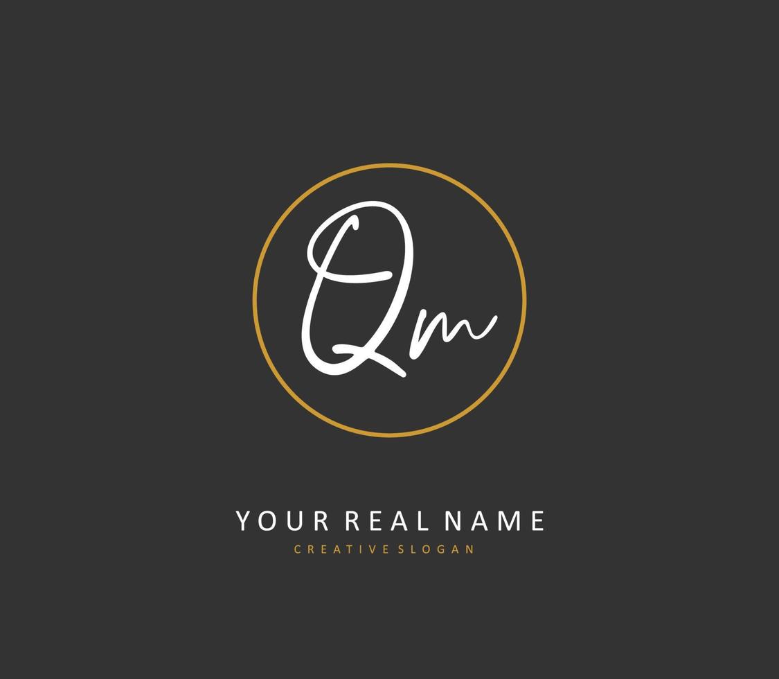 q m qm Initiale Brief Handschrift und Unterschrift Logo. ein Konzept Handschrift Initiale Logo mit Vorlage Element. vektor