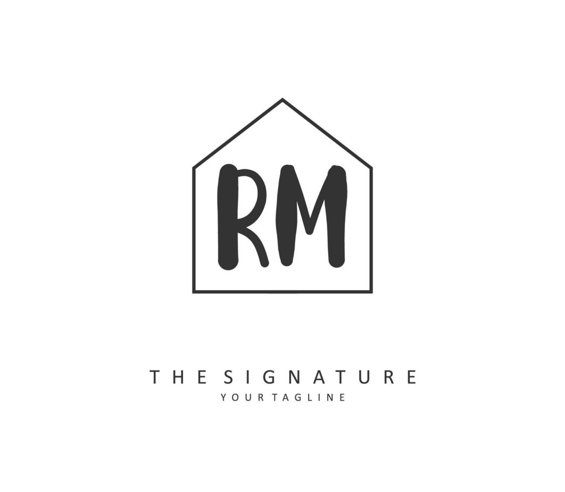 r m rm första brev handstil och signatur logotyp. en begrepp handstil första logotyp med mall element. vektor