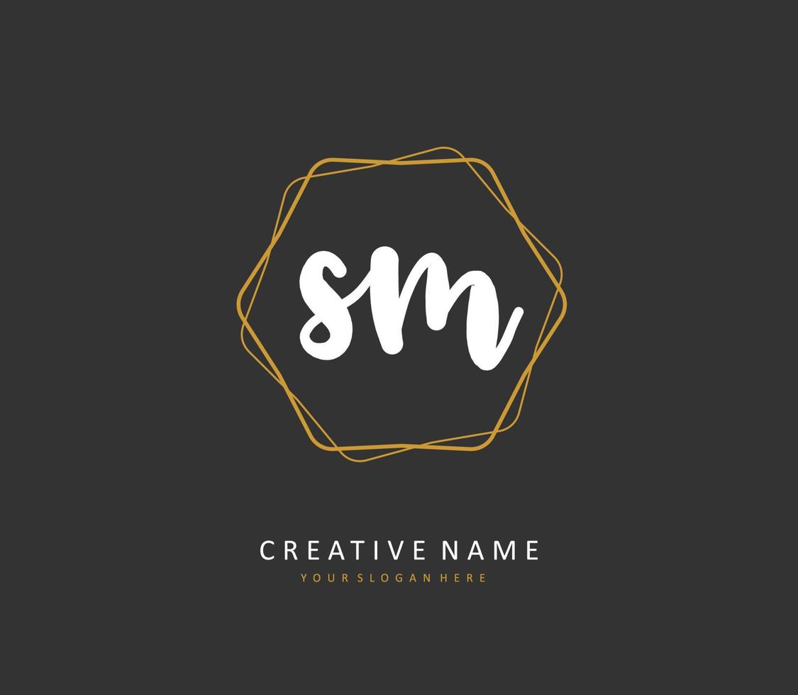 s m sm Initiale Brief Handschrift und Unterschrift Logo. ein Konzept Handschrift Initiale Logo mit Vorlage Element. vektor