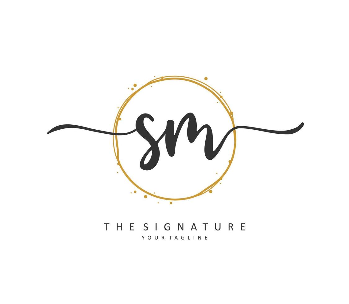 s m sm Initiale Brief Handschrift und Unterschrift Logo. ein Konzept Handschrift Initiale Logo mit Vorlage Element. vektor