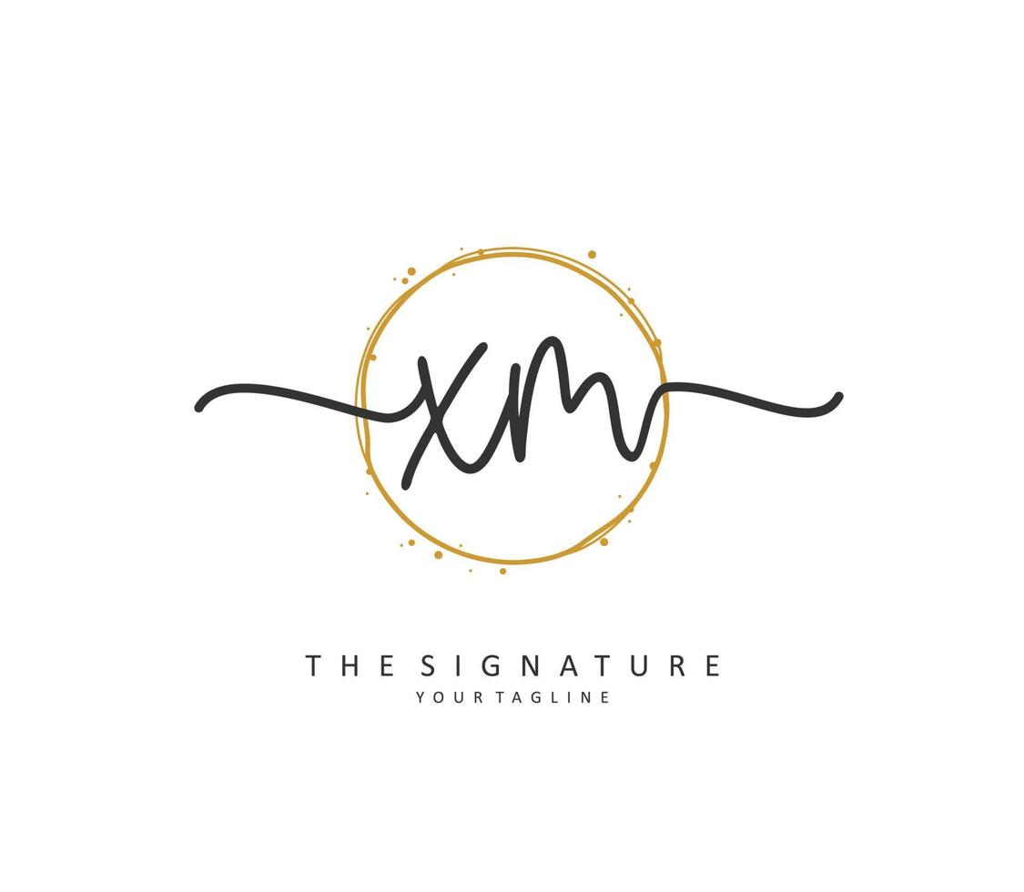 x m xm första brev handstil och signatur logotyp. en begrepp handstil första logotyp med mall element. vektor