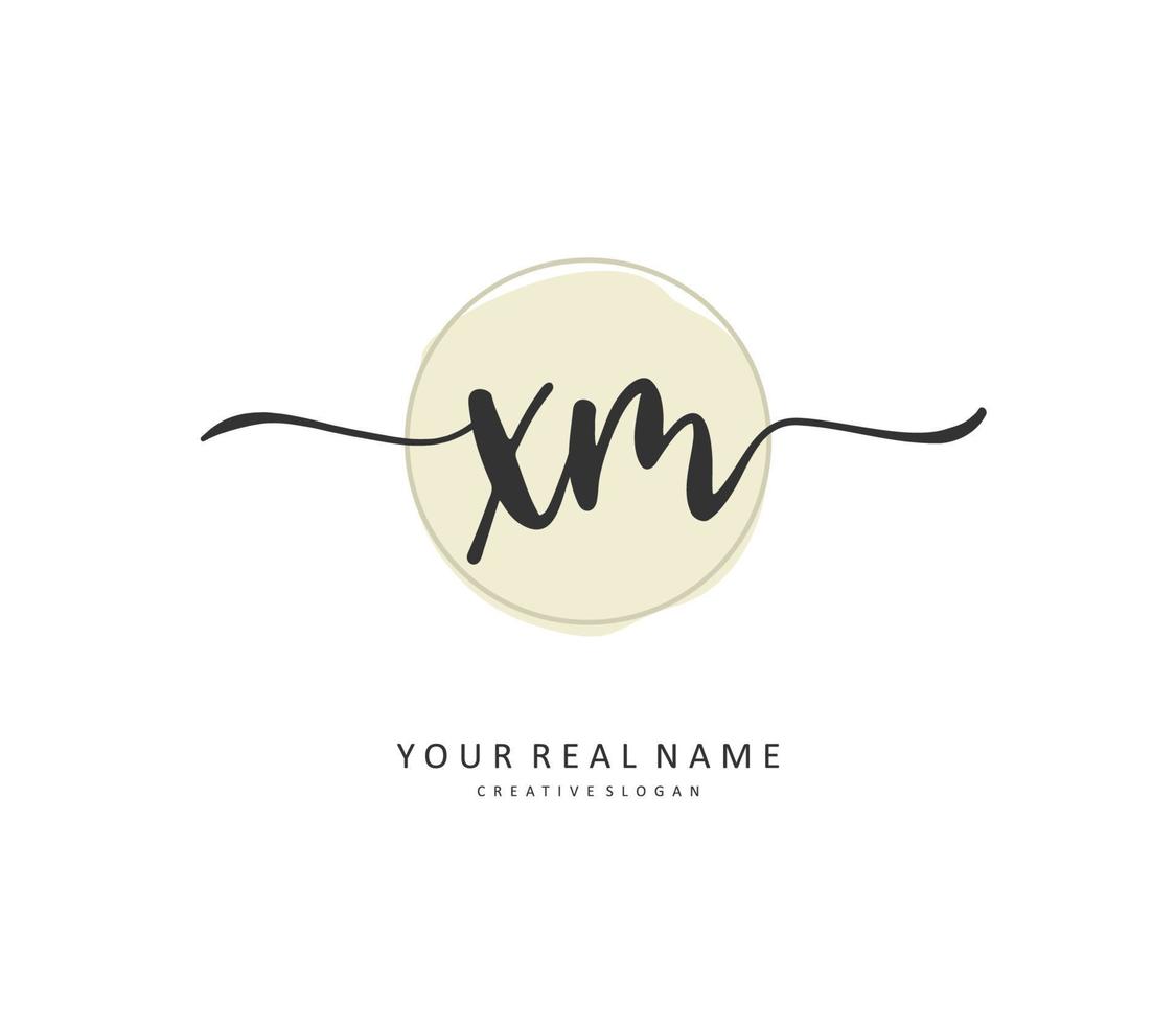 x m xm första brev handstil och signatur logotyp. en begrepp handstil första logotyp med mall element. vektor