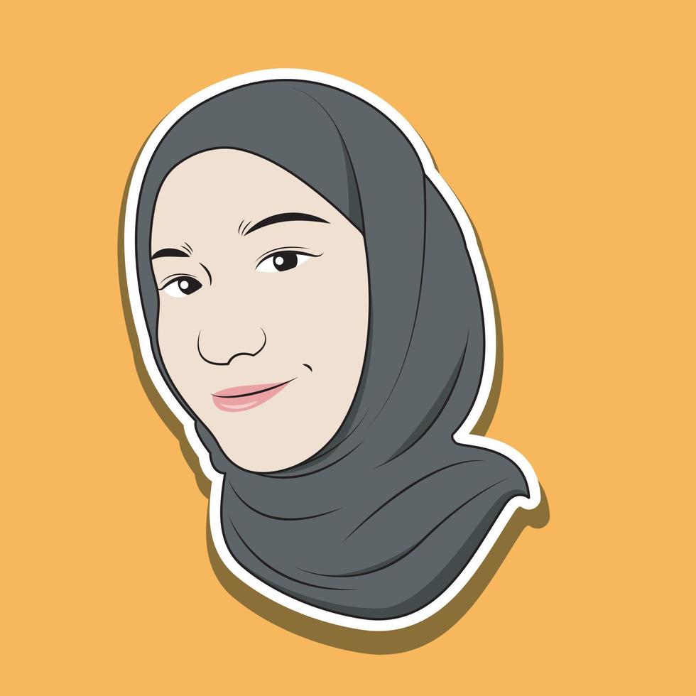 Vektor Illustration von ein Muslim Frau Gesicht im ein Hijab mit ein komisch Ausdruck