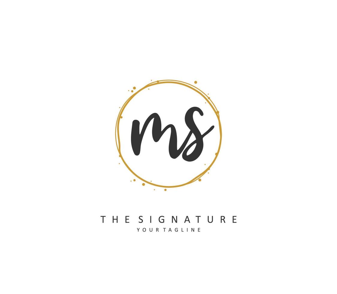 m s Frau Initiale Brief Handschrift und Unterschrift Logo. ein Konzept Handschrift Initiale Logo mit Vorlage Element. vektor