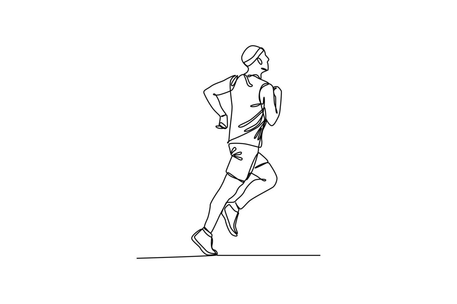 Single eine Linie Zeichnung Männer Joggen zum Gesundheit. Welt Gesundheit Tag Konzept. kontinuierlich Linie Zeichnung Design Grafik Vektor Illustration.