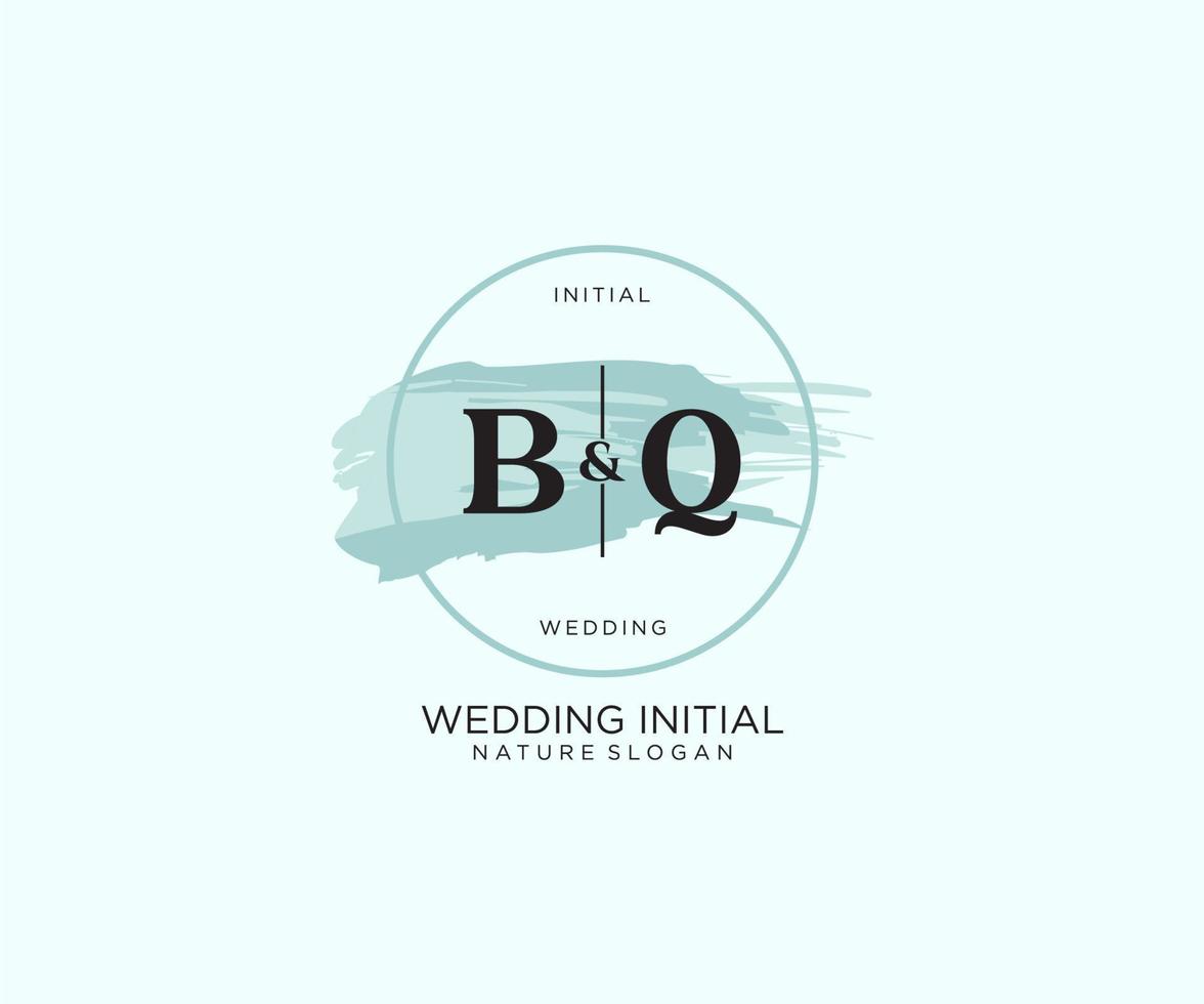 första bq brev skönhet vektor första logotyp, handstil logotyp av första signatur, bröllop, mode, smycken, boutique, blommig och botanisk med kreativ mall för några företag eller företag.