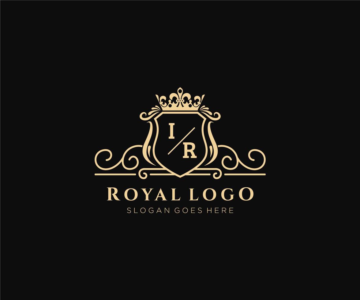 Initiale ir Brief luxuriös Marke Logo Vorlage, zum Restaurant, Königtum, Boutique, Cafe, Hotel, heraldisch, Schmuck, Mode und andere Vektor Illustration.