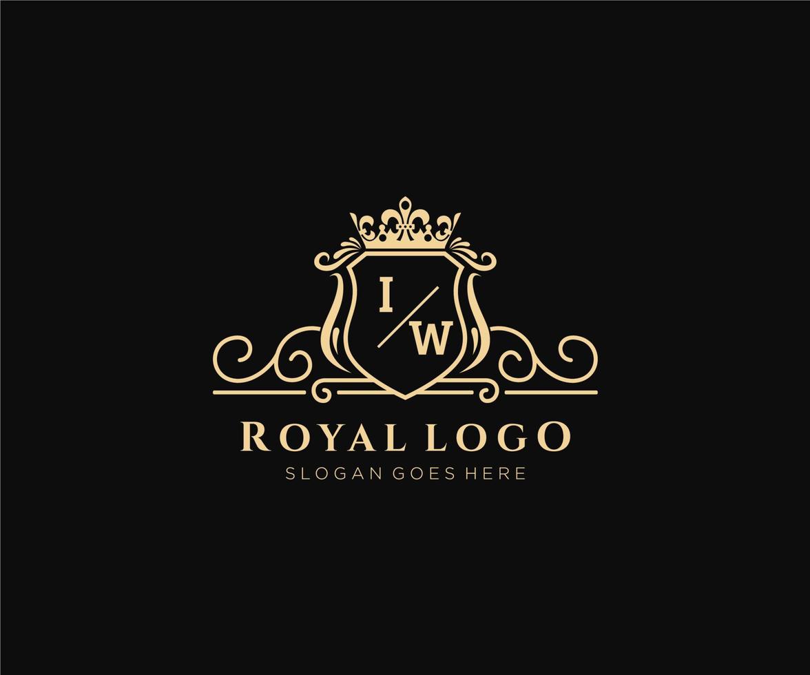 Initiale ich w Brief luxuriös Marke Logo Vorlage, zum Restaurant, Königtum, Boutique, Cafe, Hotel, heraldisch, Schmuck, Mode und andere Vektor Illustration.
