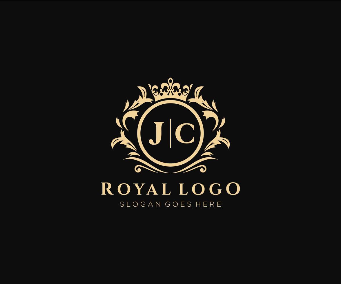första jc brev lyxig varumärke logotyp mall, för restaurang, kungligheter, boutique, Kafé, hotell, heraldisk, Smycken, mode och Övrig vektor illustration.