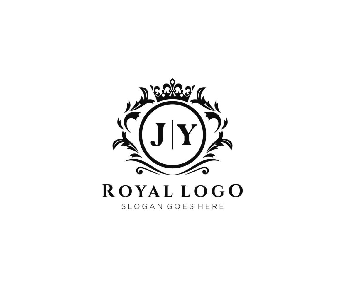 första jy brev lyxig varumärke logotyp mall, för restaurang, kungligheter, boutique, Kafé, hotell, heraldisk, Smycken, mode och Övrig vektor illustration.