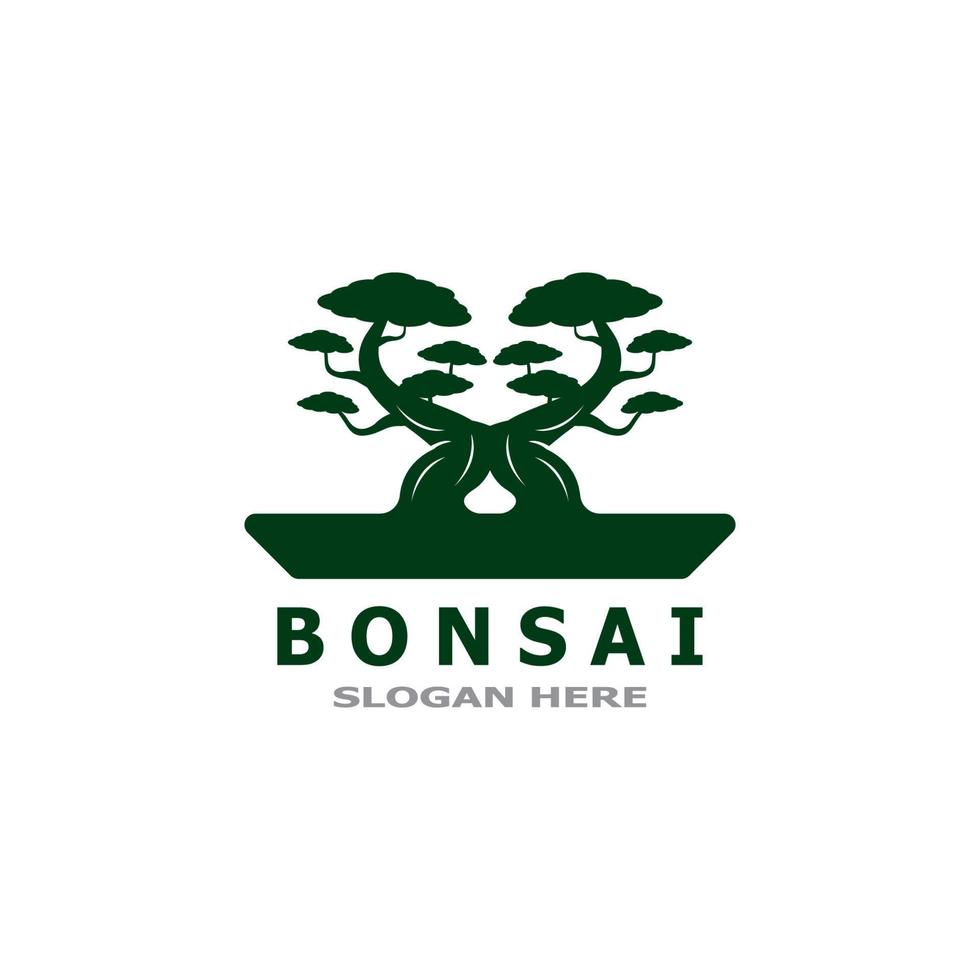 bonsai träd växt vektor logotyp illustration