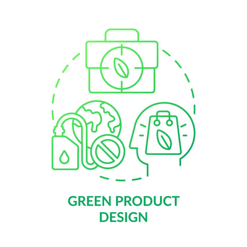 miljö- produkt design grön lutning begrepp ikon. hållbar material. ekologisk ansvar abstrakt aning tunn linje illustration. isolerat översikt teckning vektor