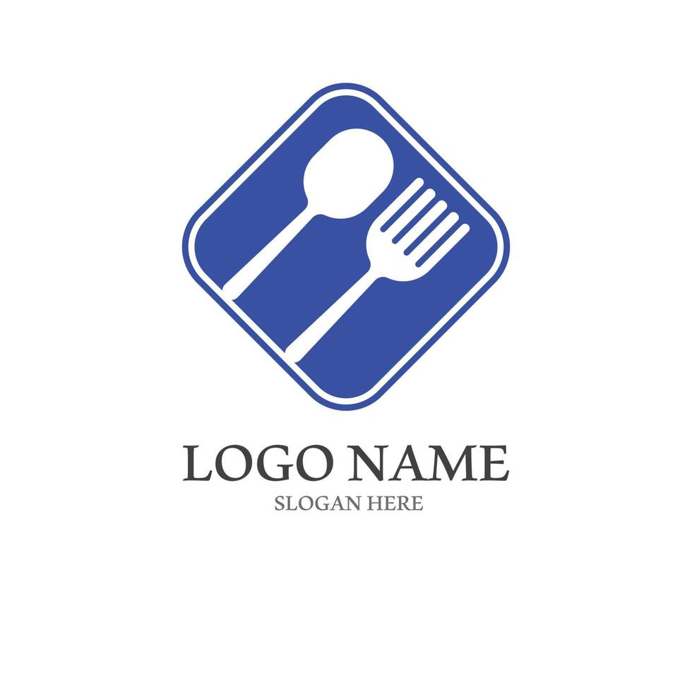 sked och gaffel logotyp med vektor form mall.