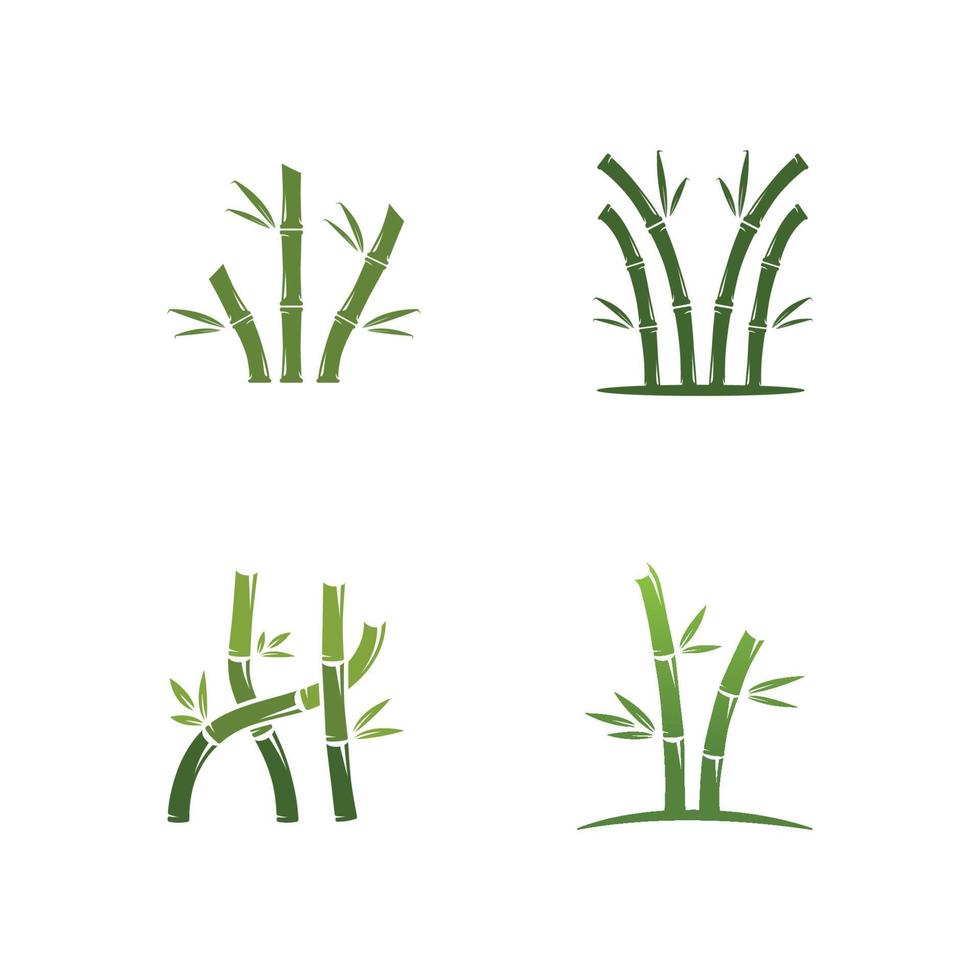 Bambus Logo mit Grün Blätter Vektor Illustration Vorlage
