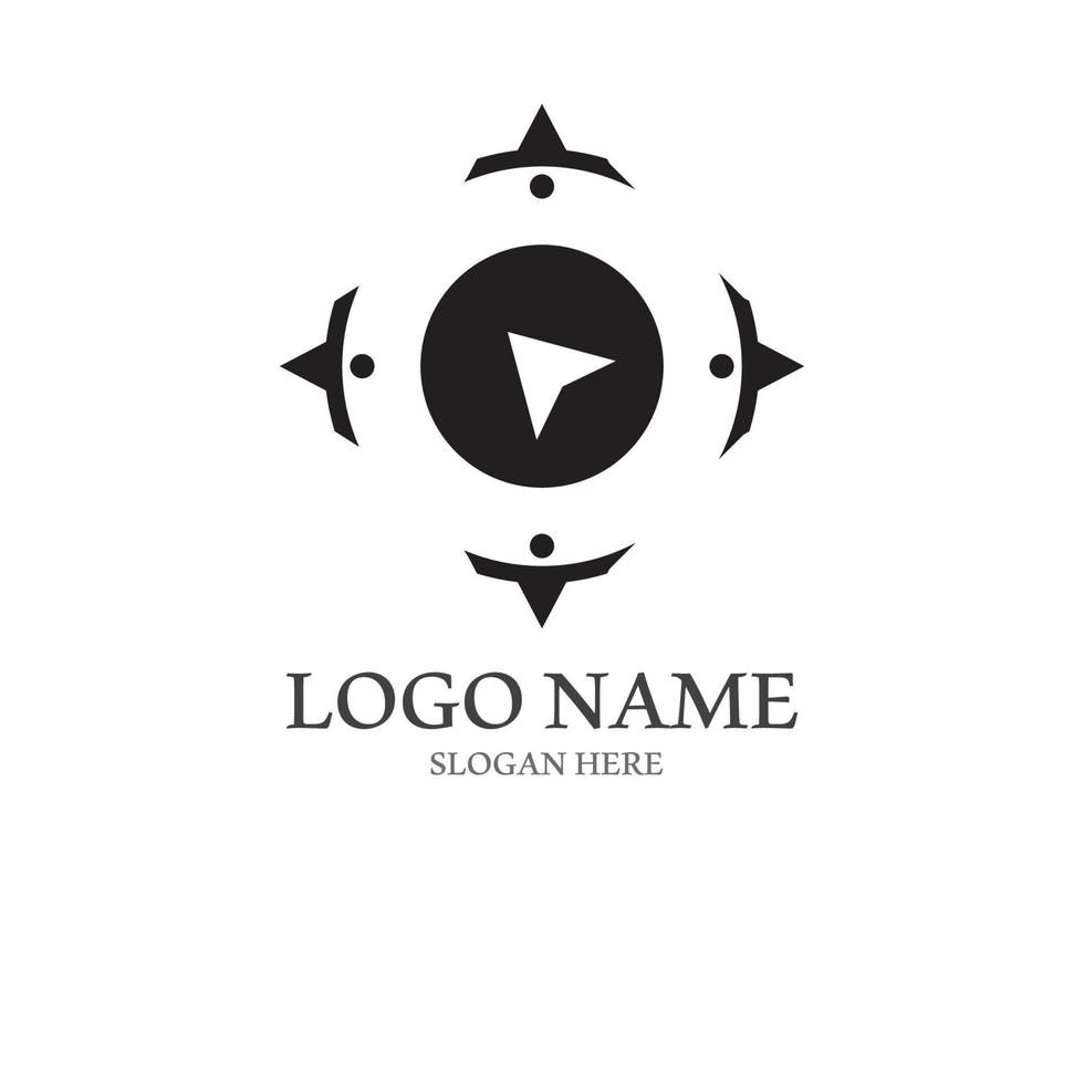 kompass logotyp och symbol med vektor begrepp illustration mall