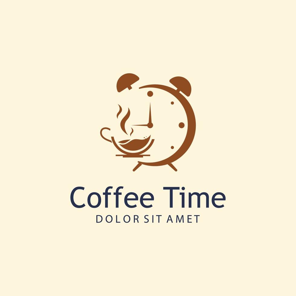 Kaffee Zeit Vektor Illustration Logo Vorlage mit eben Konzept.