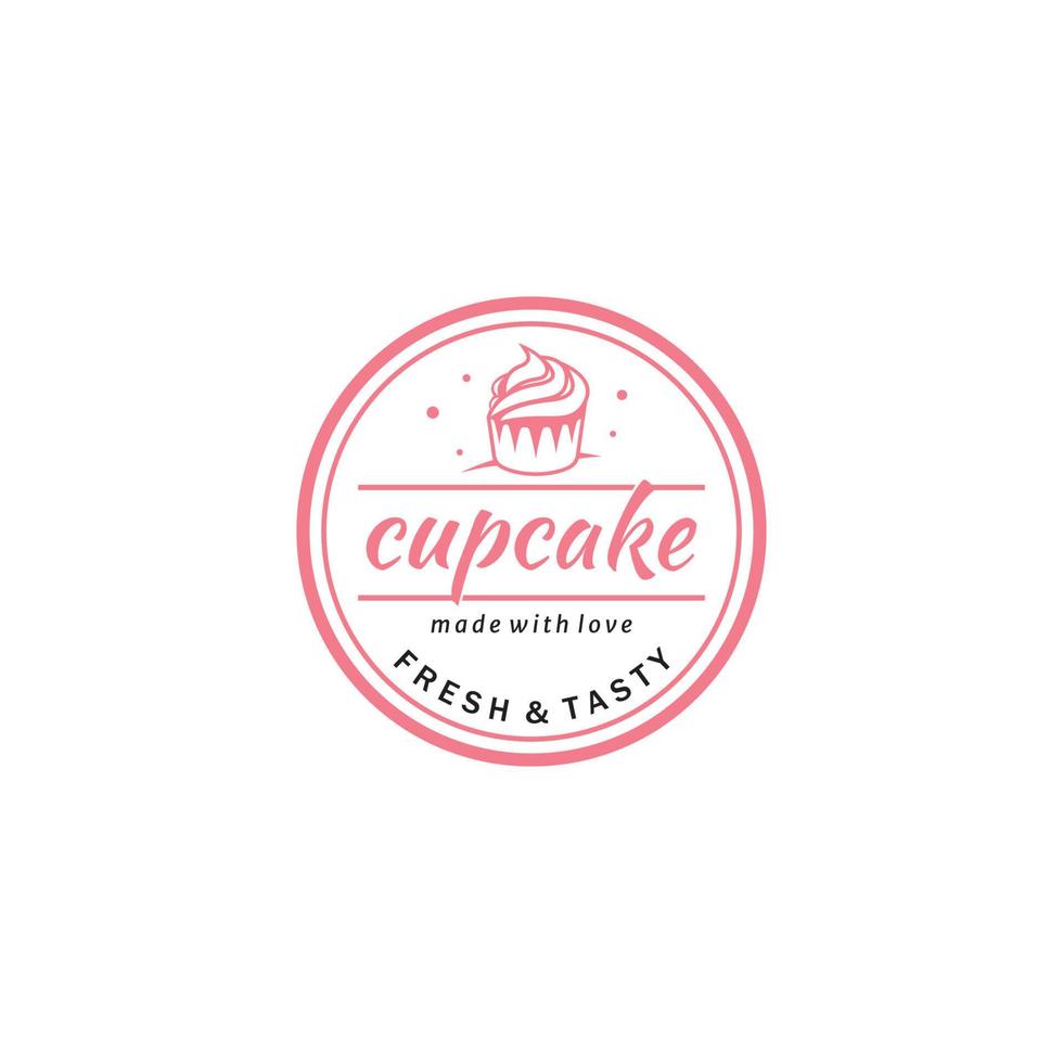 Cupcake Vektor Logo Vorlage. Logo zum Kuchen Geschäft, Aufkleber, Etikett, usw.