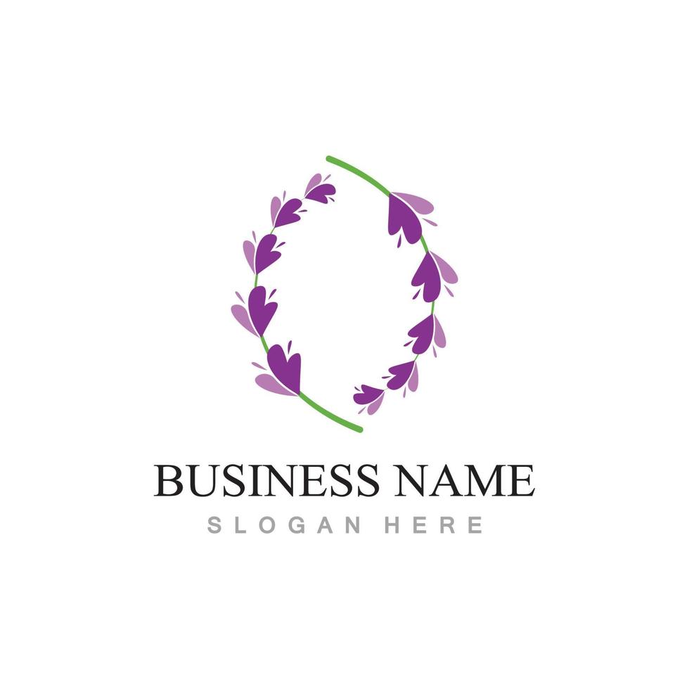 frisch Lavendel Blume Logo eben Design Vorlage vektor