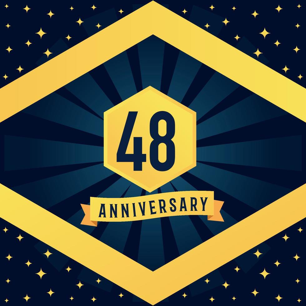 48 Jahr Jahrestag Logo Design mit Blau Twist Unendlichkeit mehrere Linie Design im Gelb Farbe Rand Vorlage Vektor Illustration