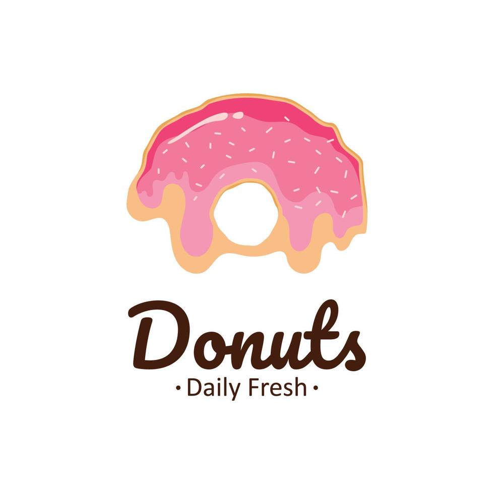 Krapfen oder gebissen Krapfen Logo Vorlage mit wenig Süßigkeiten. Krapfen Geschäft oder Bäckerei Emblem. vektor
