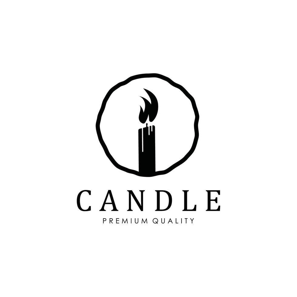 Verbrennung Kerze Vektor Logo Vorlage im einfach eben Stil.