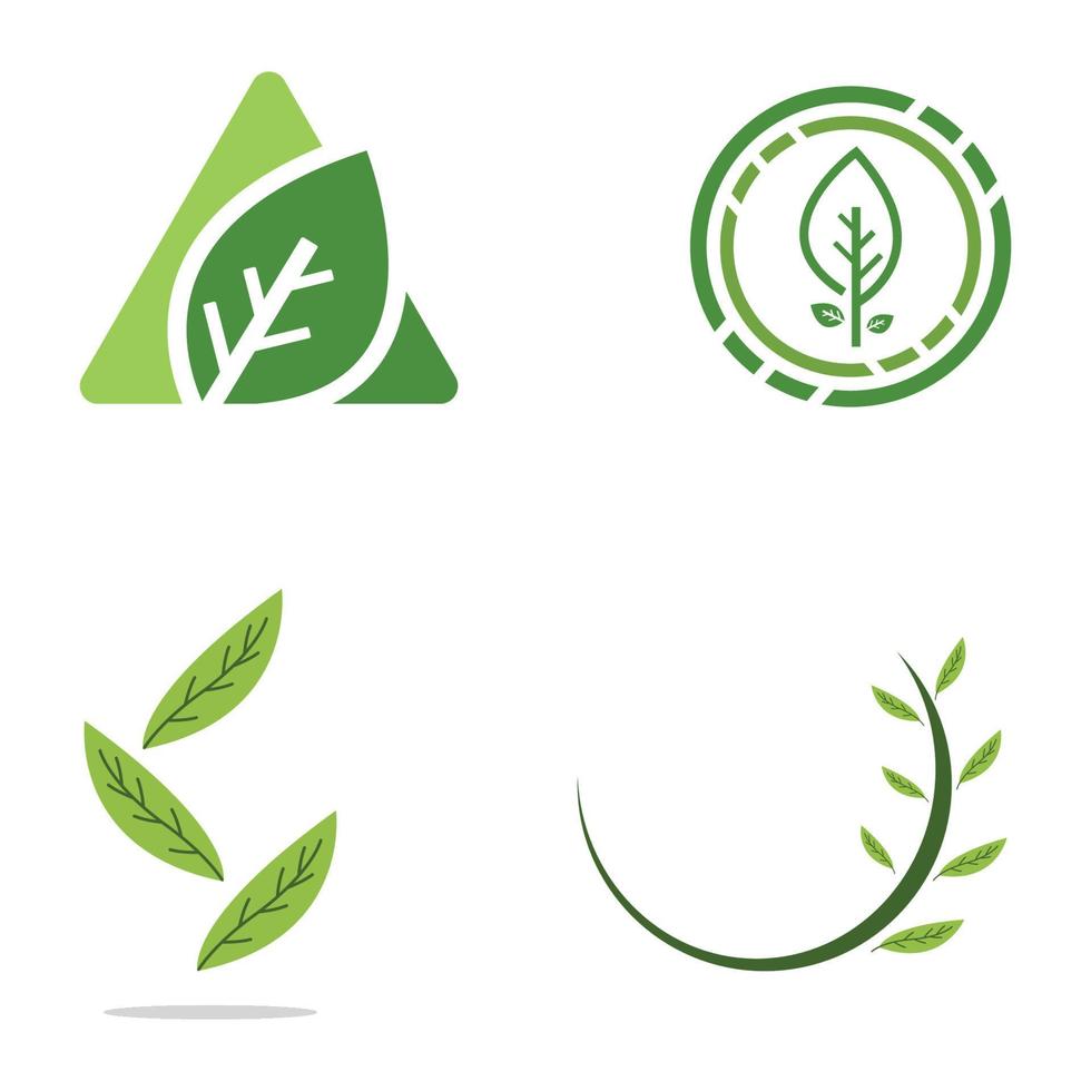 naturlig grön blad logotyp ikon mall vektor