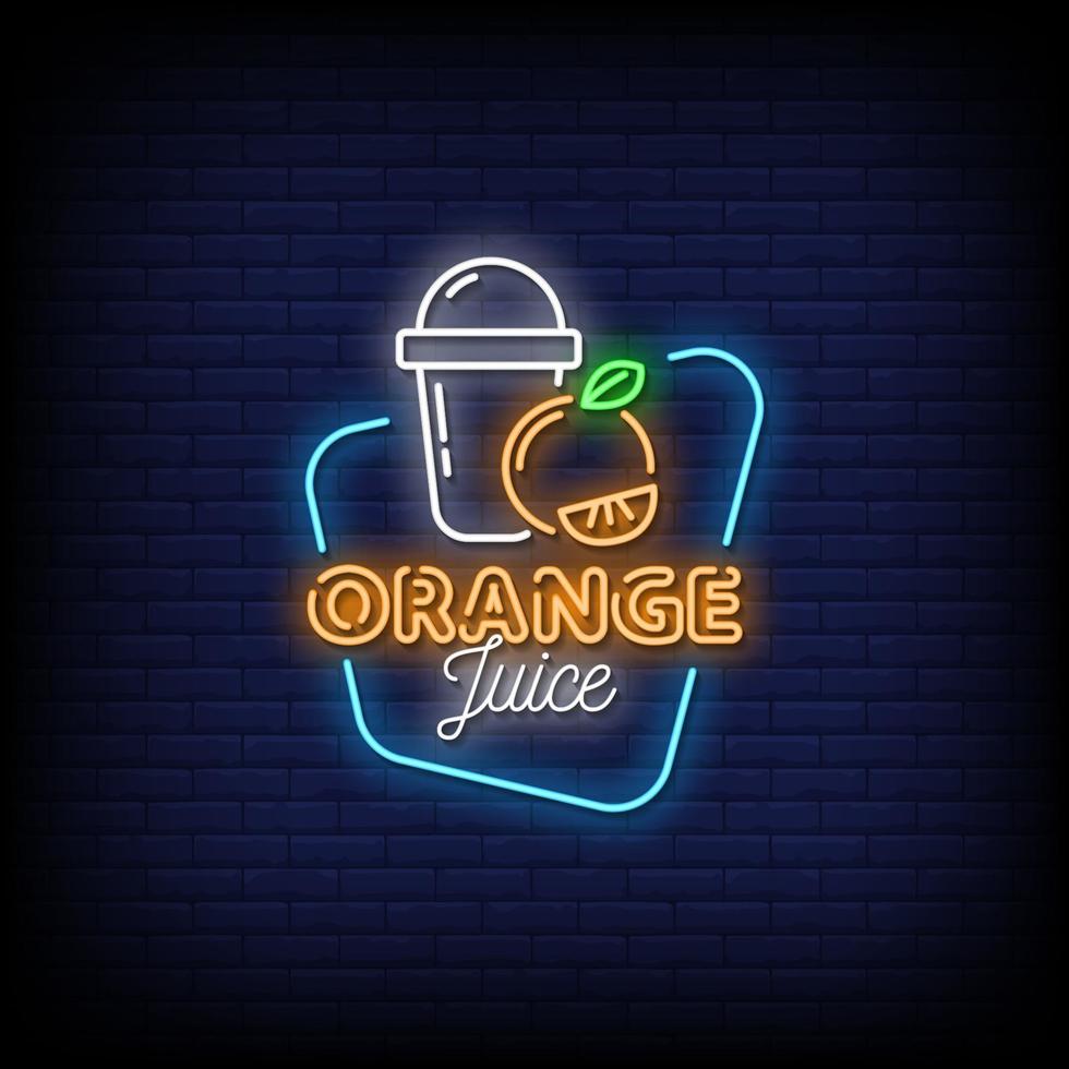 apelsinjuice neonskyltar stil textvektor vektor