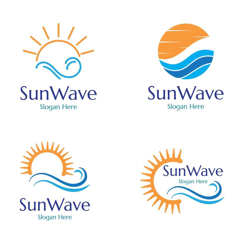 Sonne und Wellen Illustration Design Vektor Vorlage