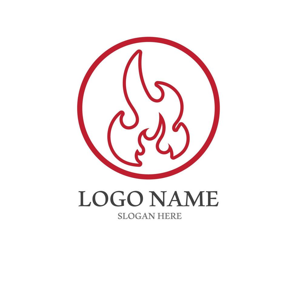 flammande brand, glöd, eldkula logotyp och symbol vektor bild. med mall illustration redigering.