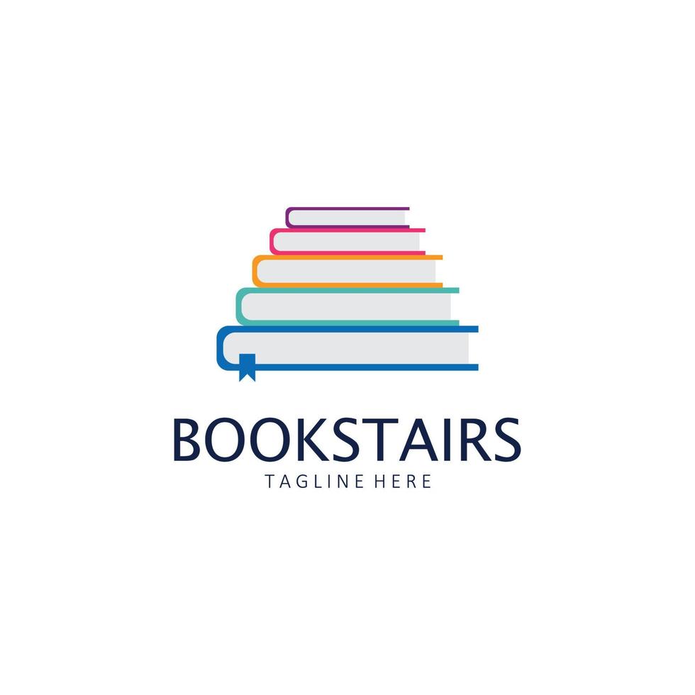 Stapel von Bücher oder Buch Treppe Logo Vorlage. vektor