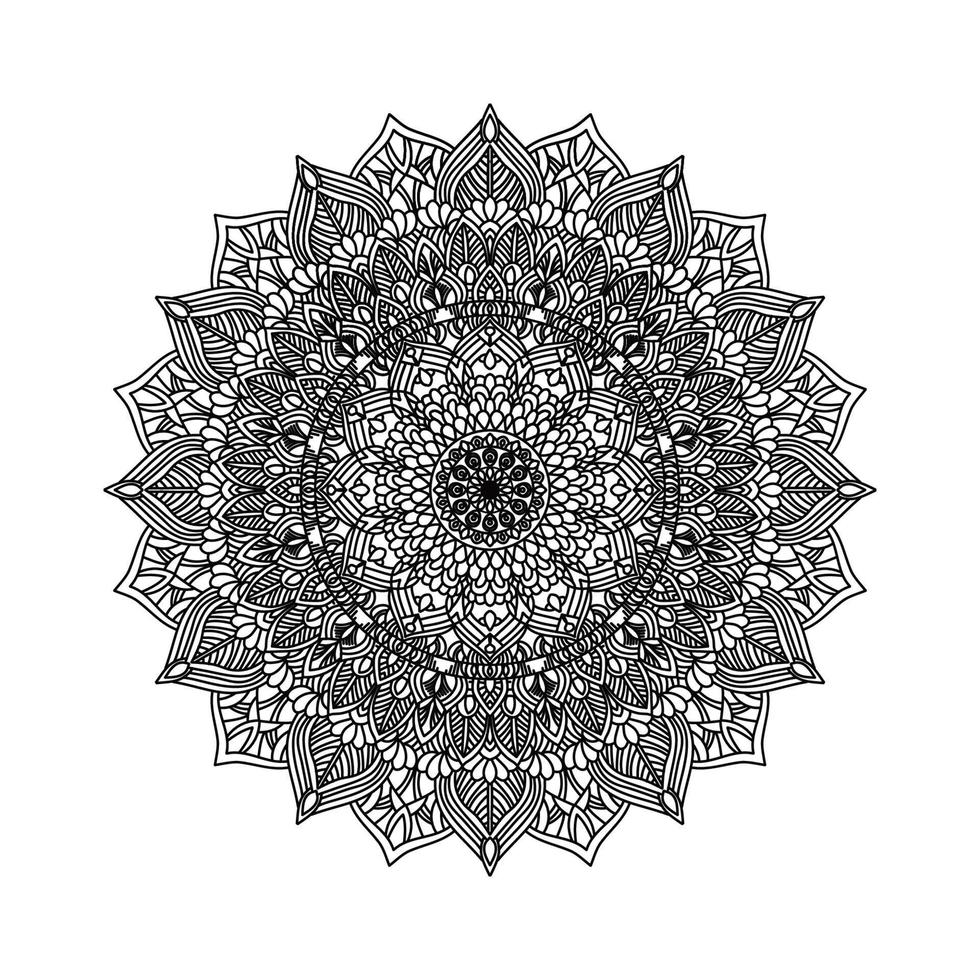 mandala färg bok. tapet design, bricka mönster, skjorta, hälsning kort, klistermärke, spets mönster och tatuering. dekoration för interiör design. vektor etnisk orientalisk cirkel prydnad. vit bakgrund