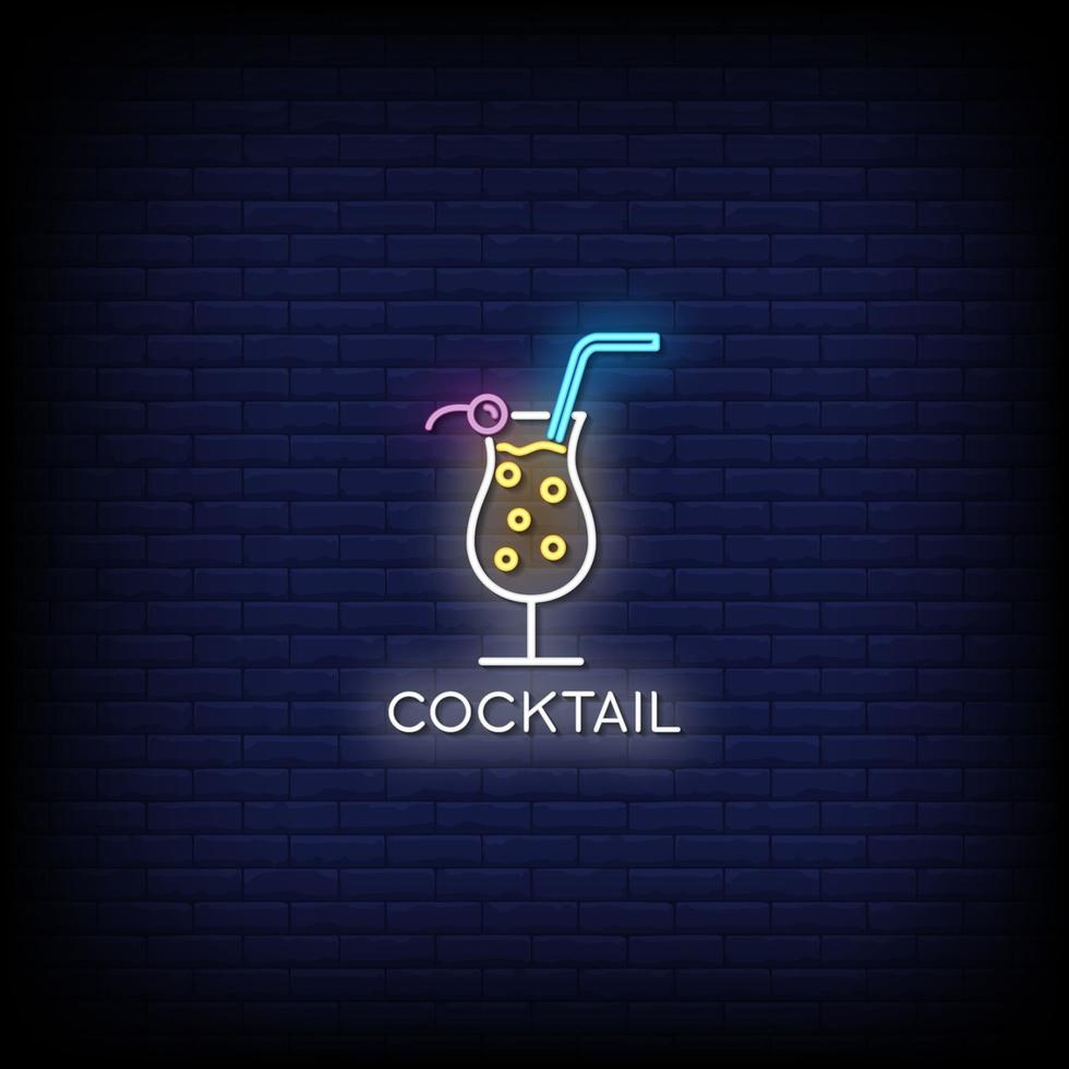 cocktail neon tecken vektor