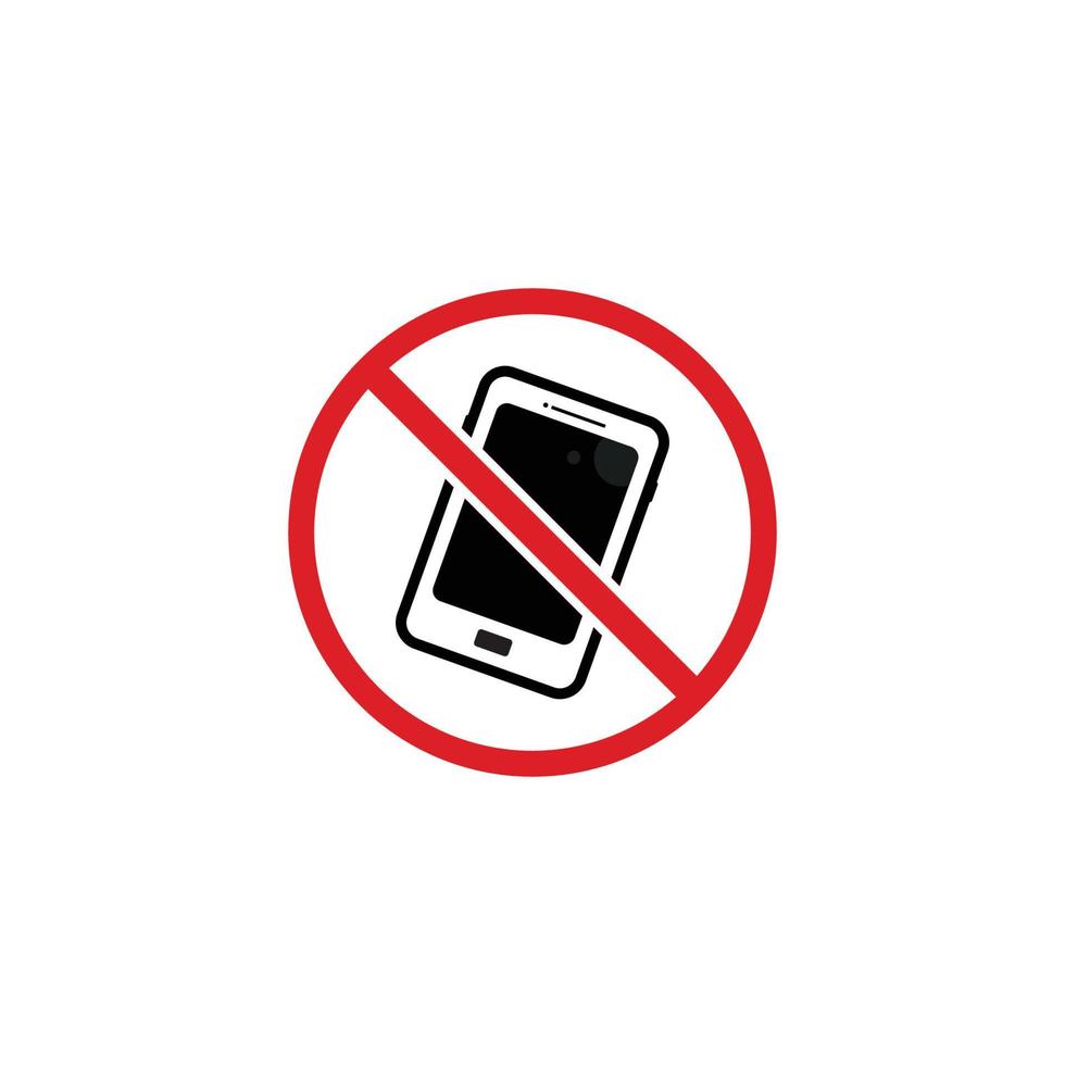Nej telefon logotyp mall. mobiltelefon använda sig av förbud ikon. vektor tyst läge.