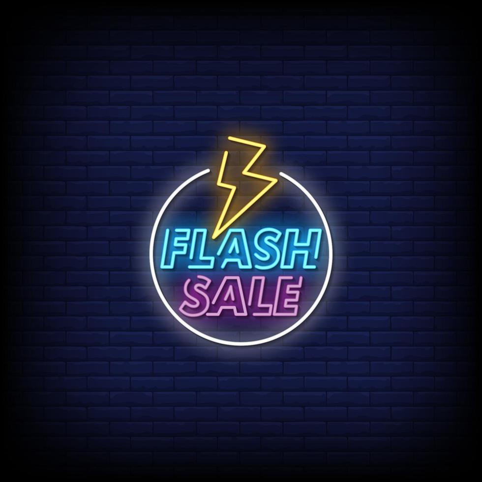 flash försäljning neonskyltar stil text vektor