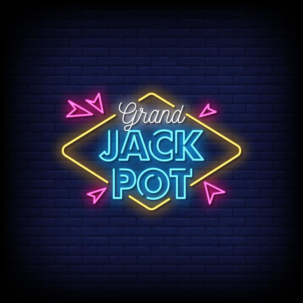 Grand Jackpot Leuchtreklamen Stil Text Vektor