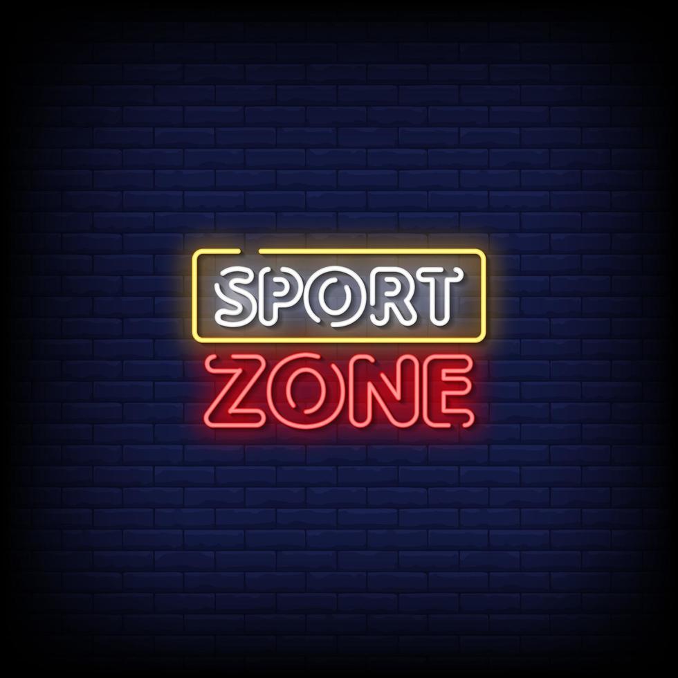 Sportzone Leuchtreklamen Stil Textvektor vektor