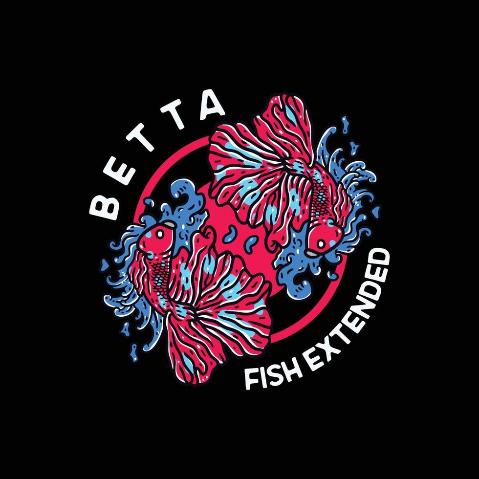 Betta Fisch Vintage Illustration für T-Shirt vektor