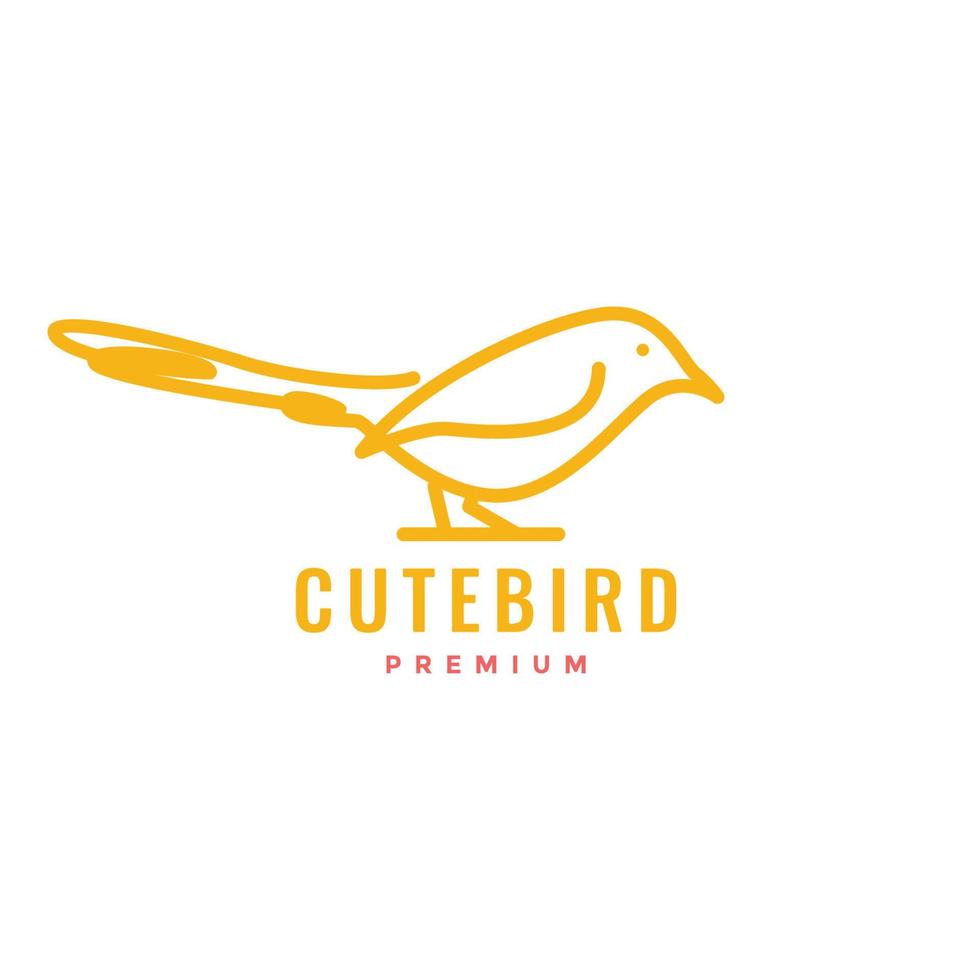 fågel lång svansar uppflugen linje konst minimalistisk logotyp design vektor